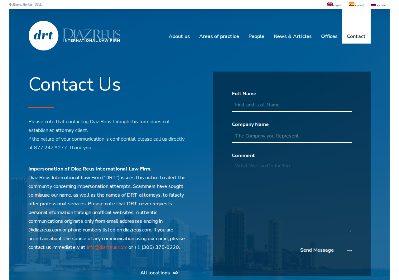 Screenshot of Contact - Diaz Reus