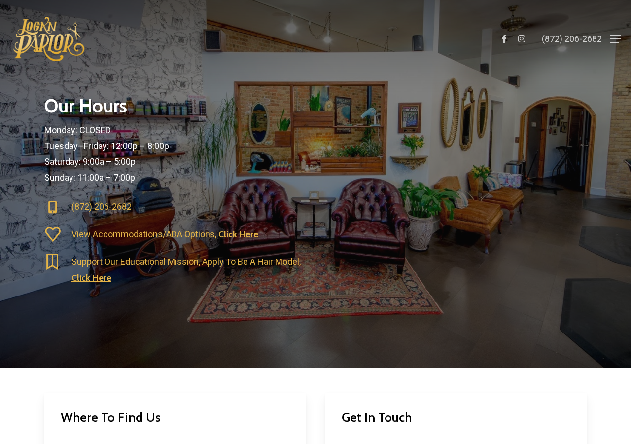 Screenshot of Contact Us | Logan Parlor | Chicago Hair Salon & Barber