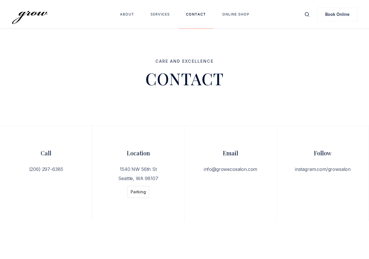 Screenshot of Grow Salon - Contact