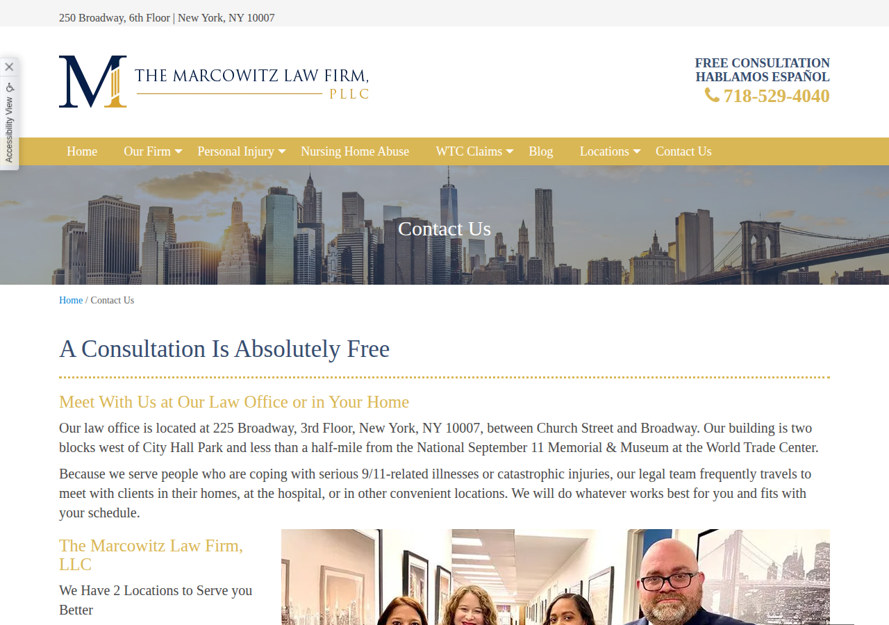 Screenshot of Contact Marcowitz Law Firm