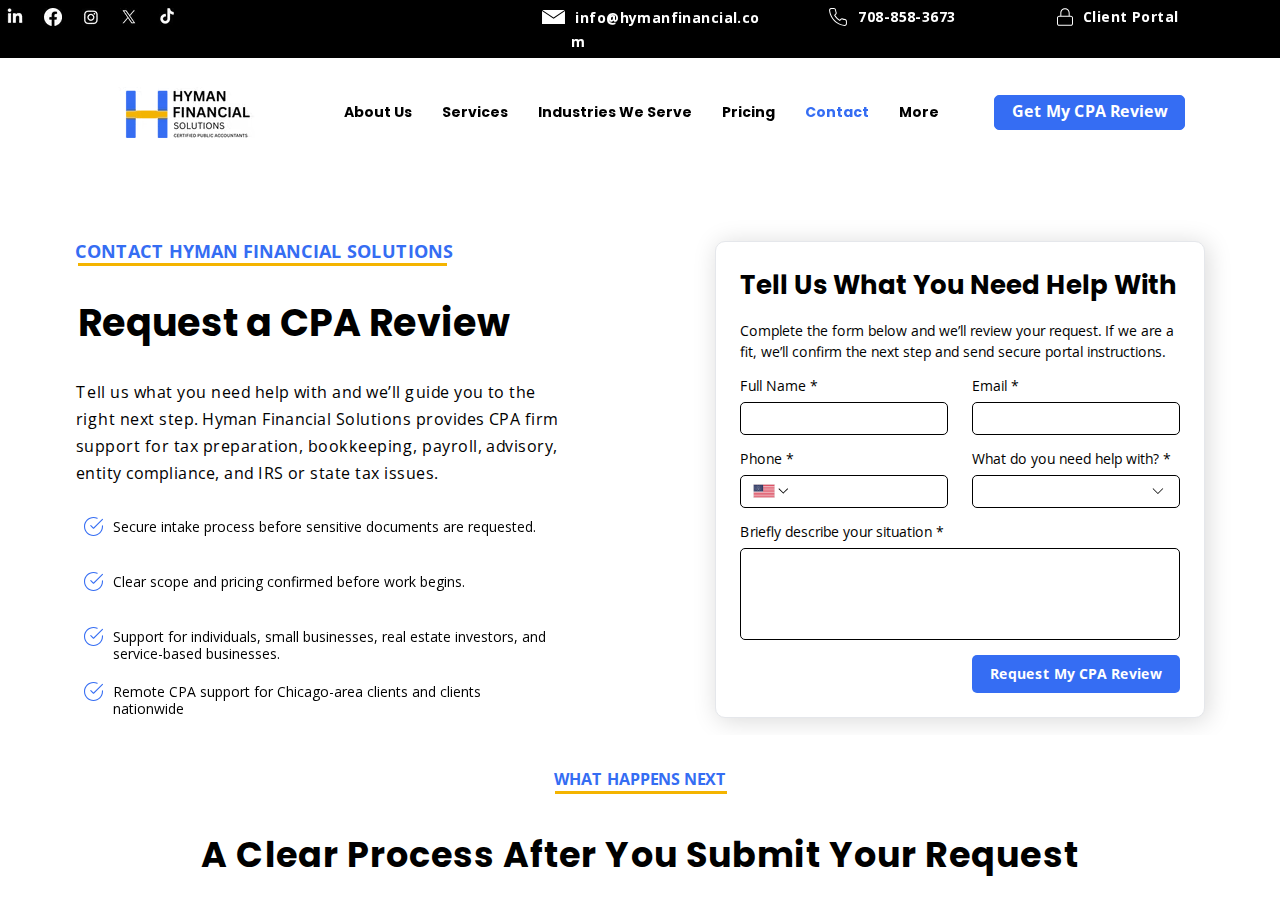 Screenshot of CPA Near Me | Contact Hyman Financial Solutions Chicago
