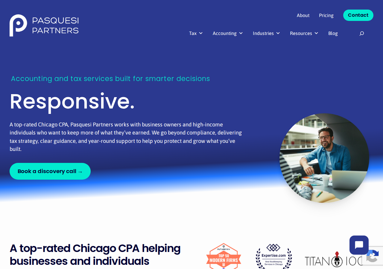 Screenshot of Accounting and Tax Services - Chicago CPA - Pasquesi Partners LLC