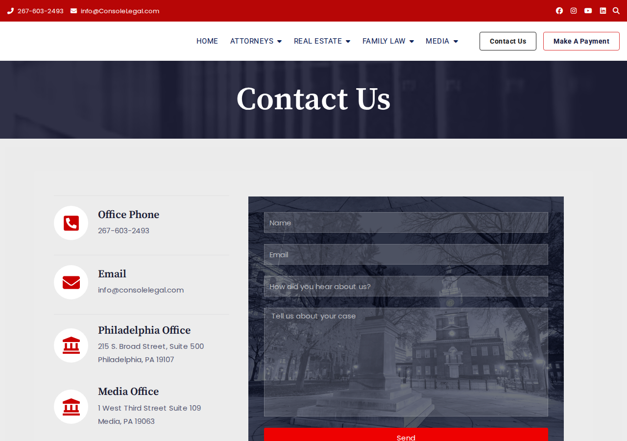 Screenshot of Contact Us - Console Matison LLP