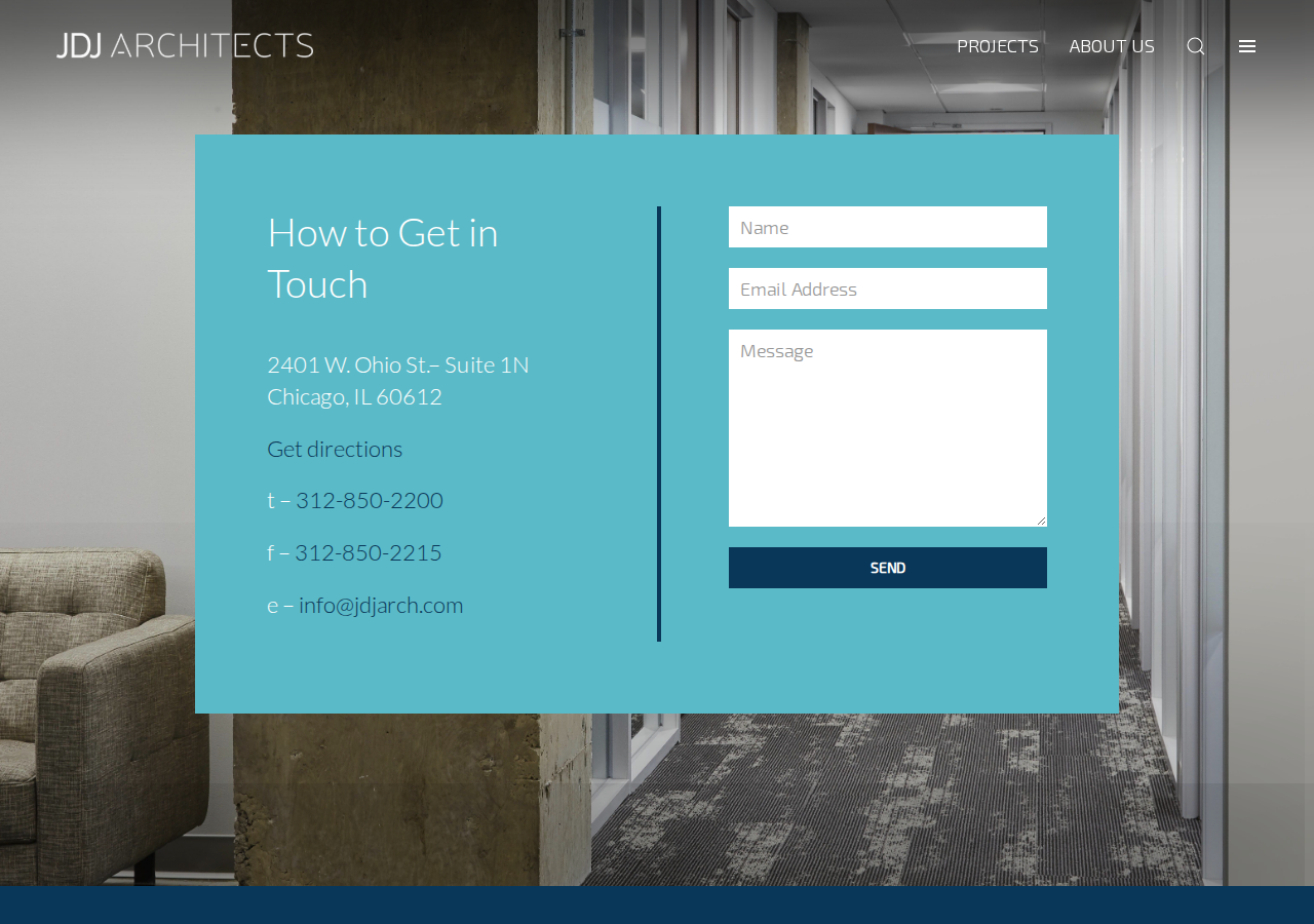 Screenshot of James D. Jordan Architects | Contact Us