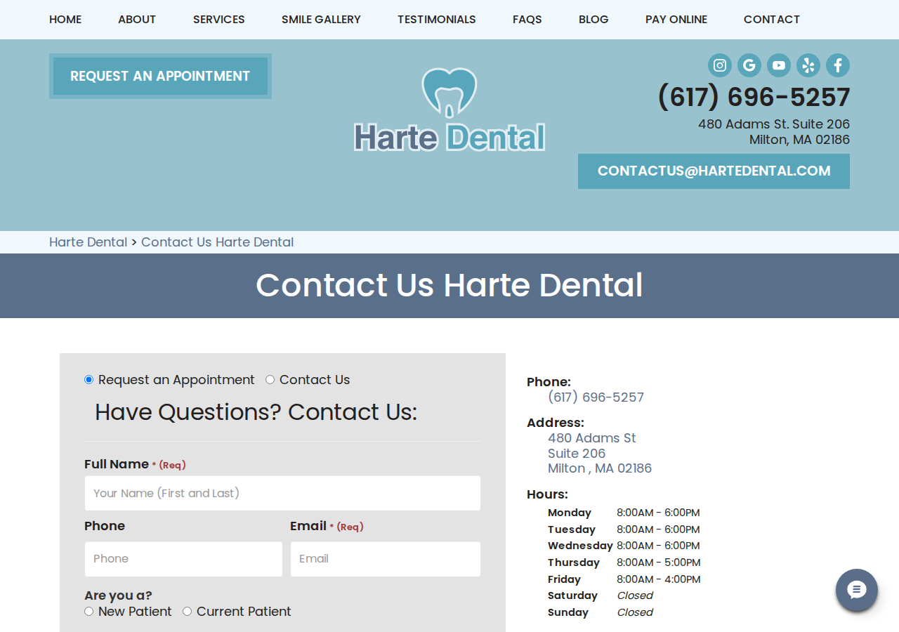 Screenshot of Dentist in Milton MA | Harte Dental | Contact Us, Dentist Near Me