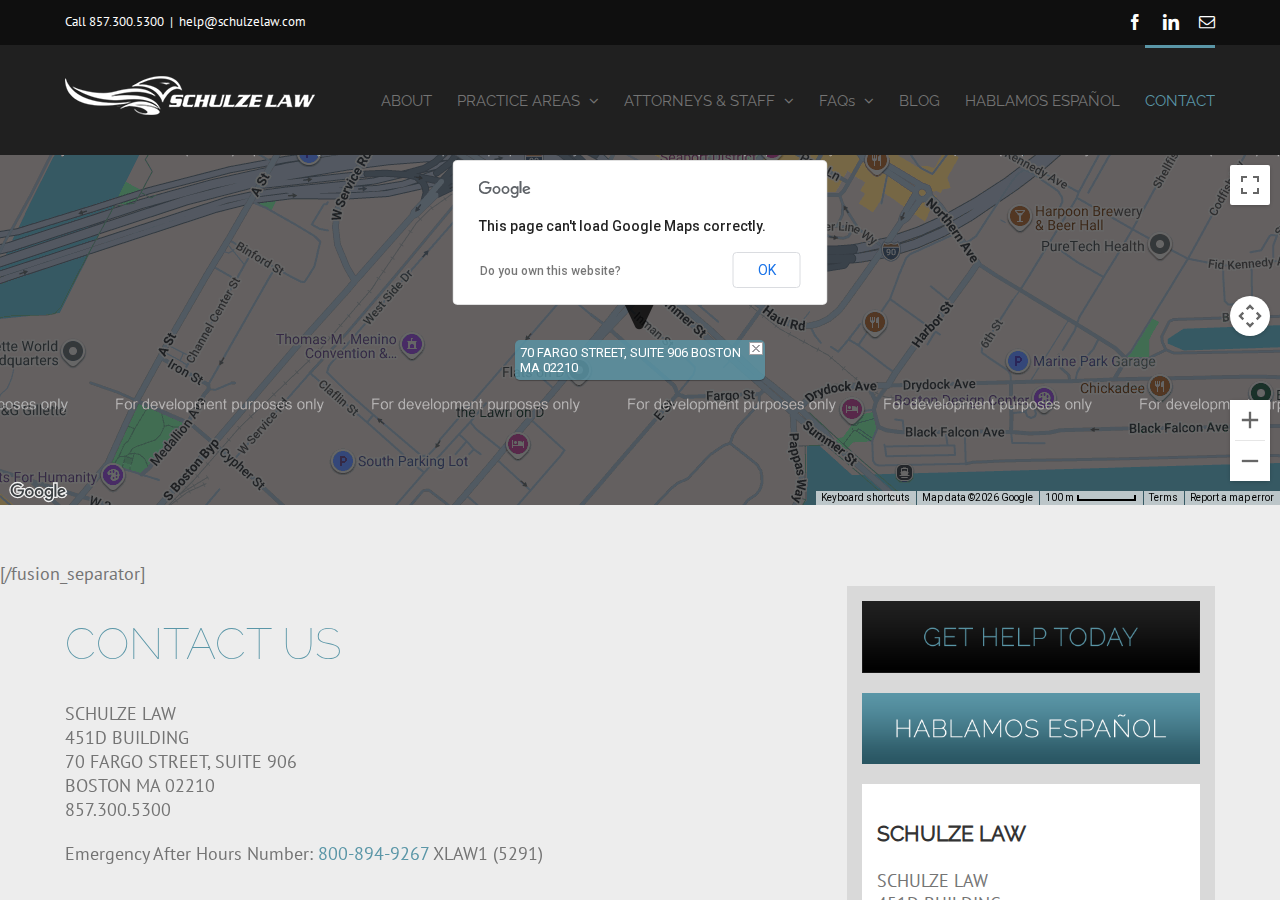 Screenshot of Contact Us - Schulze Law