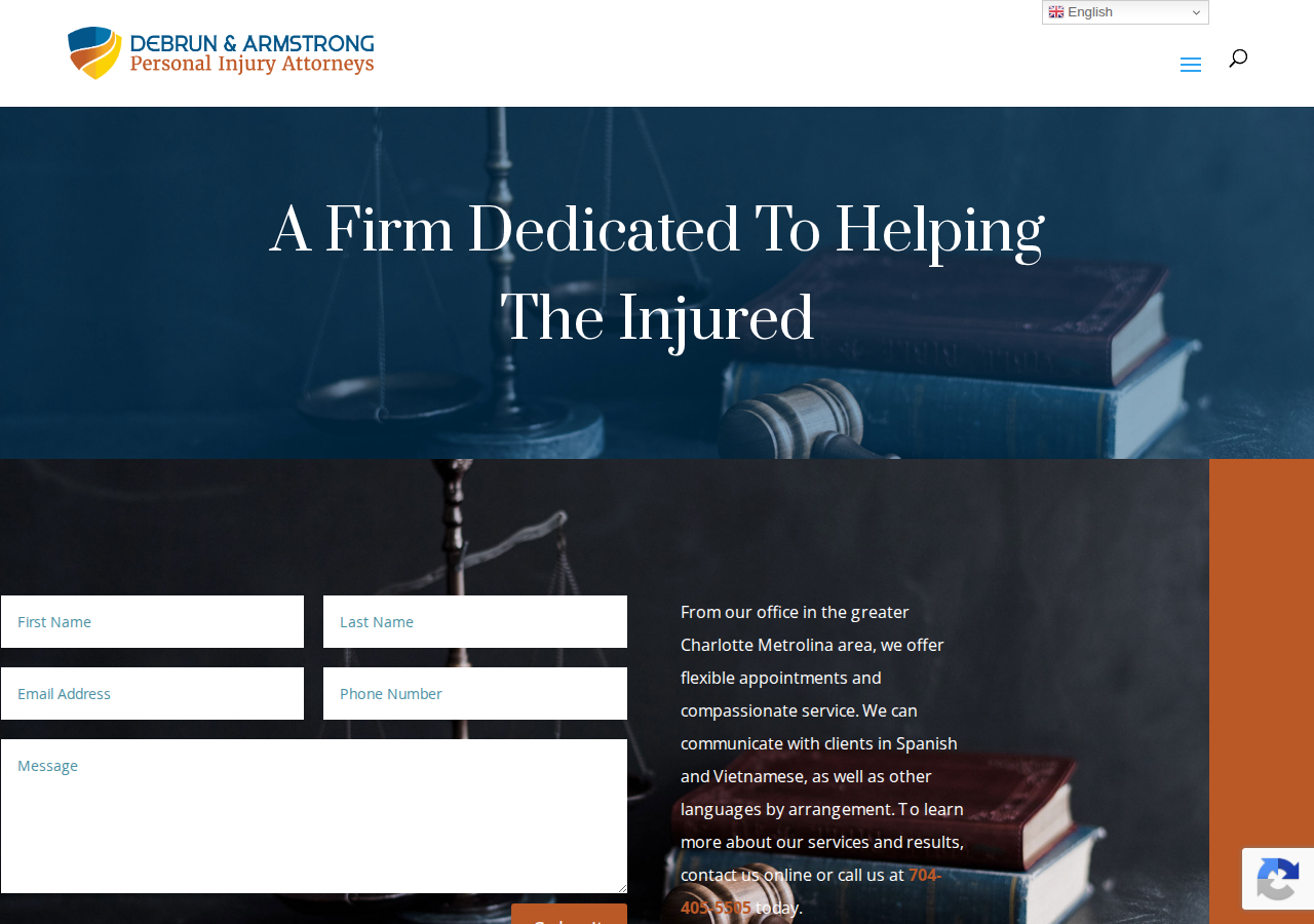 Screenshot of Contact Us - DeBrun & Armstrong Law - Charlotte, North Carolina