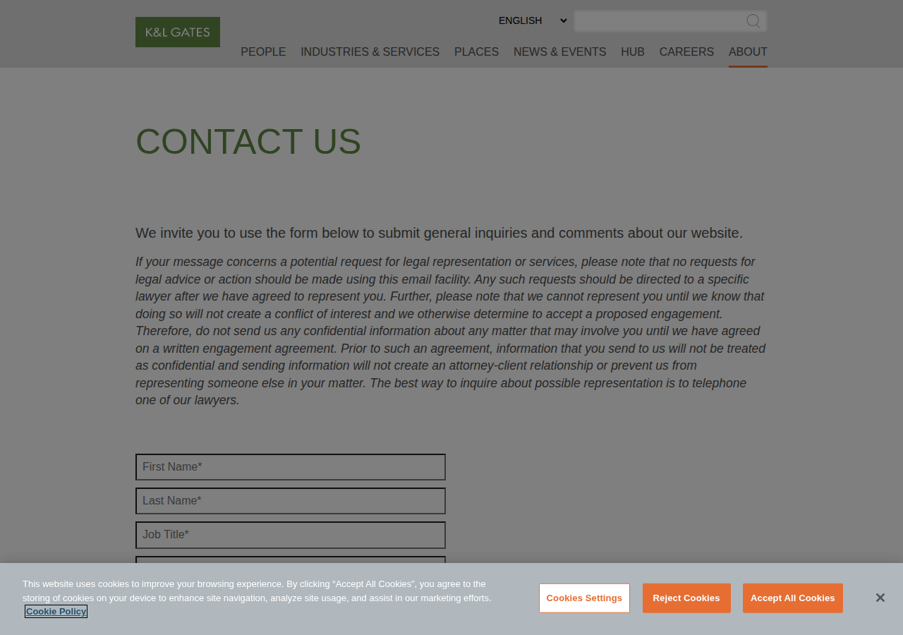 Screenshot of Contact Us | K&L Gates