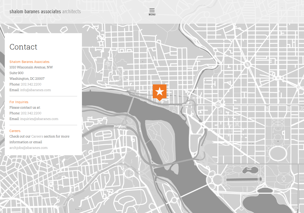 Screenshot of Contact | Shalom Baranes Associates, Architects