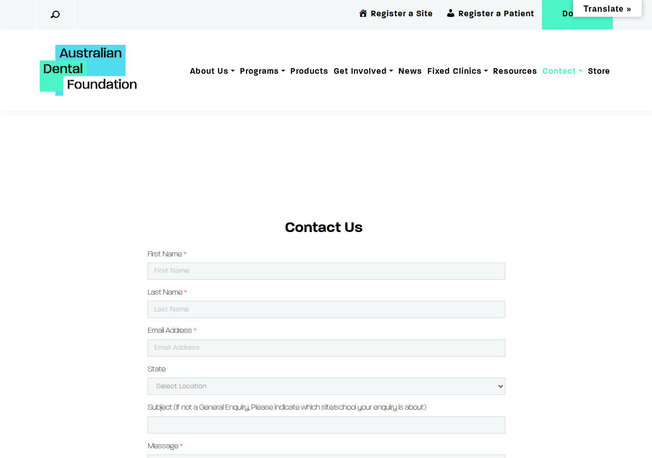 Screenshot of Contact - Australian Dental Foundation