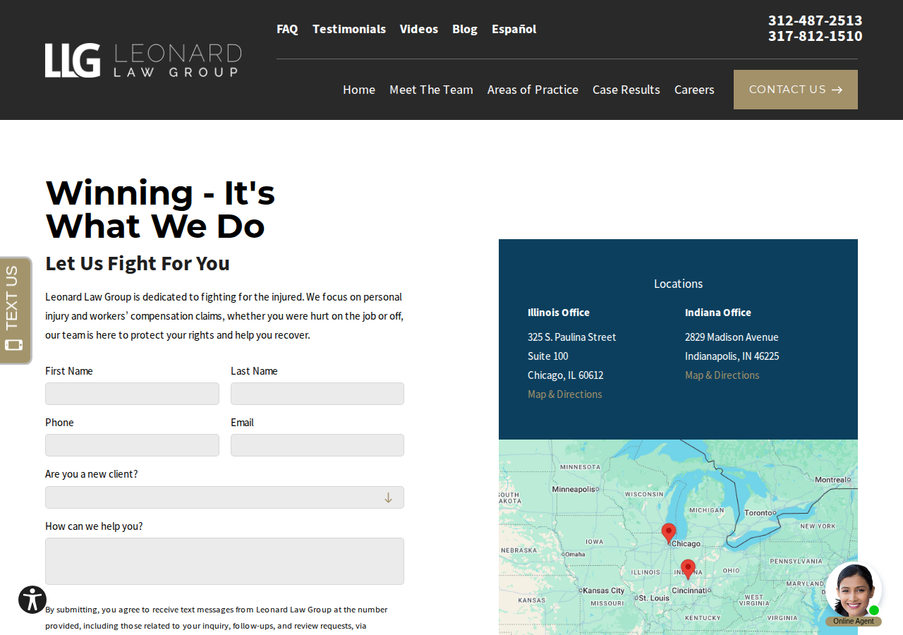 Screenshot of Contact Us | Leonard Law Group
