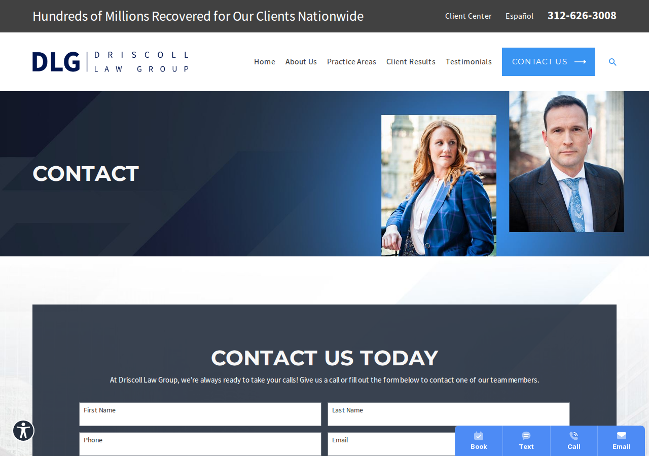 Screenshot of Contact Us | Driscoll Law Group