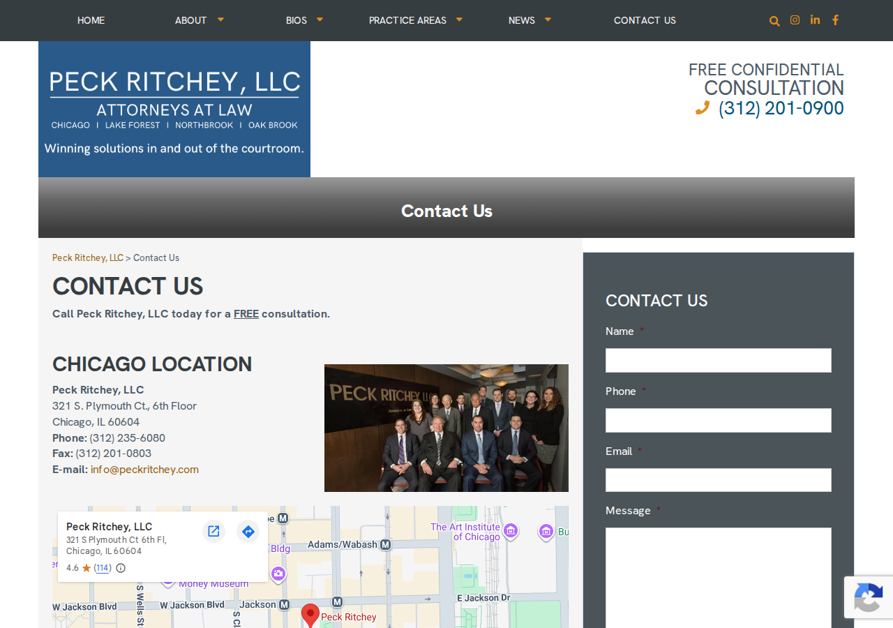 Screenshot of Chicago, Illinois Elder Abuse Lawyers, Nursing Home Neglect Attorneys | Peck Ritchey, LLC