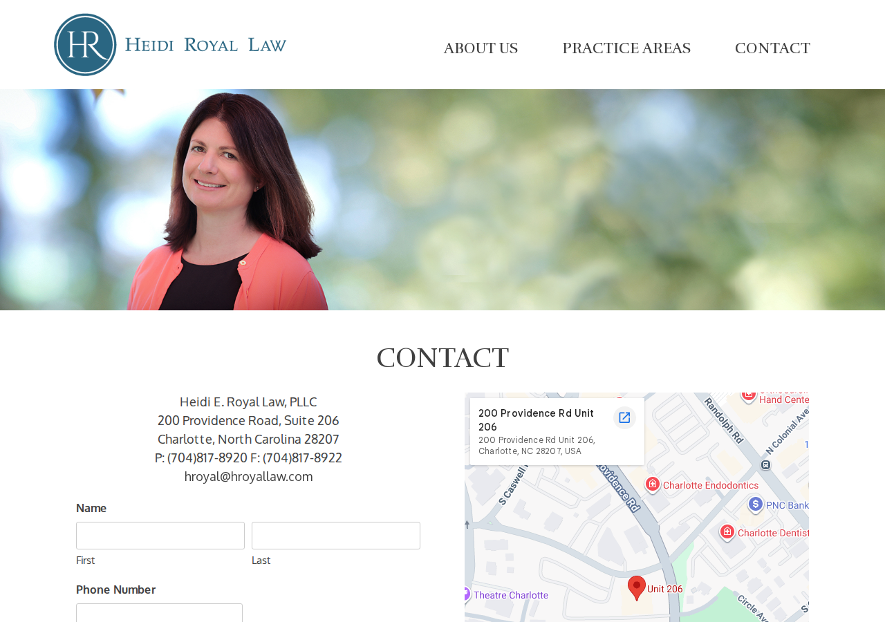 Screenshot of Contact - Heidi E. Royal Law, PLLC