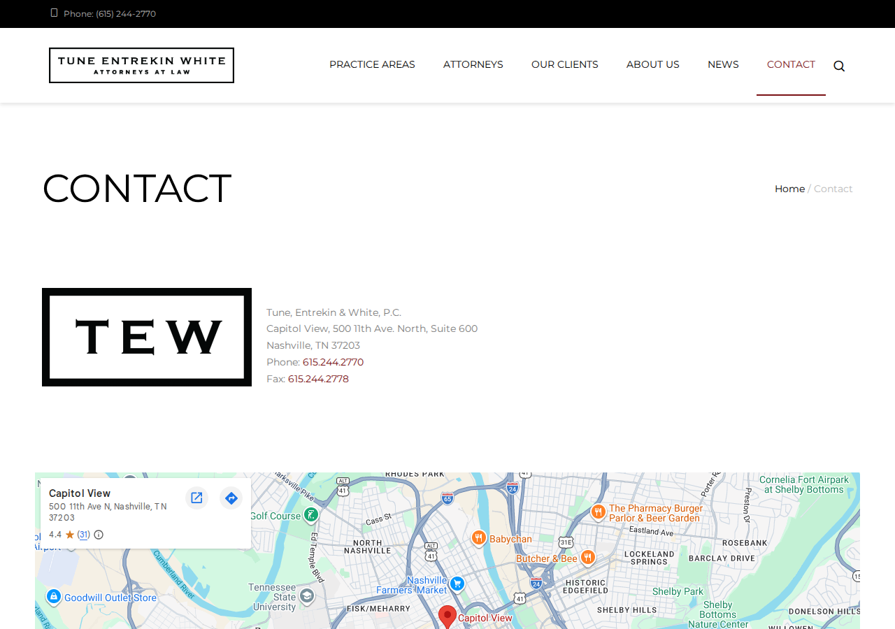 Screenshot of Contact | Tew Law Firm