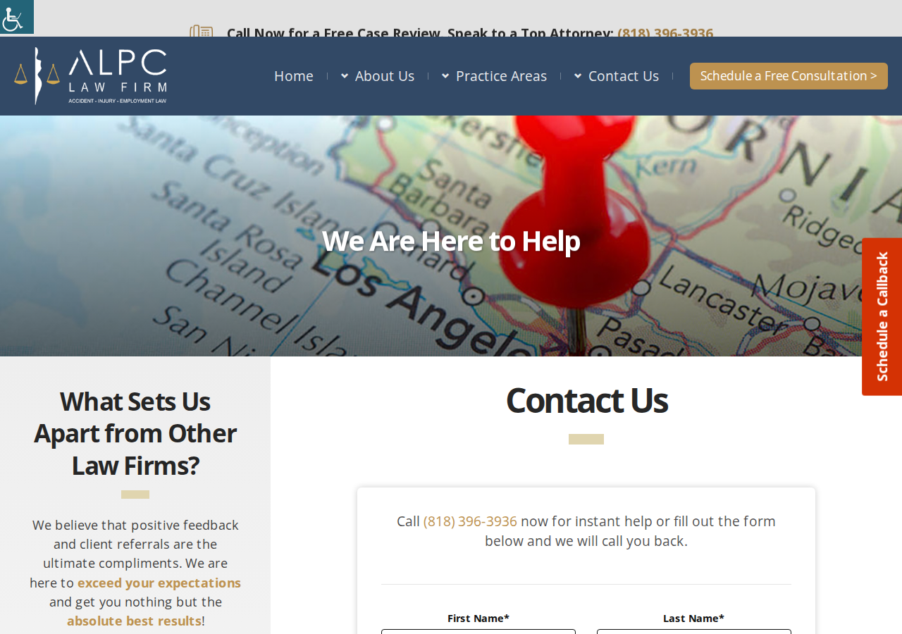 Screenshot of Contact Us - ALPC Law Firm - Accident, Injury, and Employment Lawyers