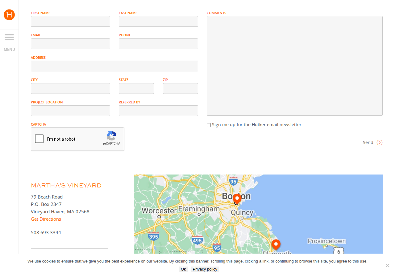 Screenshot of Contact - Hutker Architects