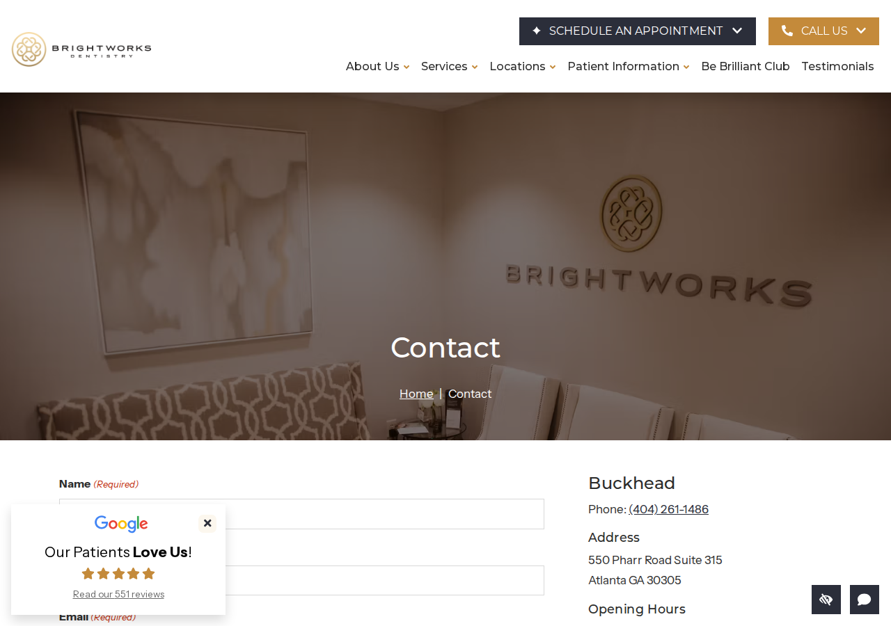 Screenshot of Contact Our Dentist in Atlanta, GA | Brightworks Dentistry