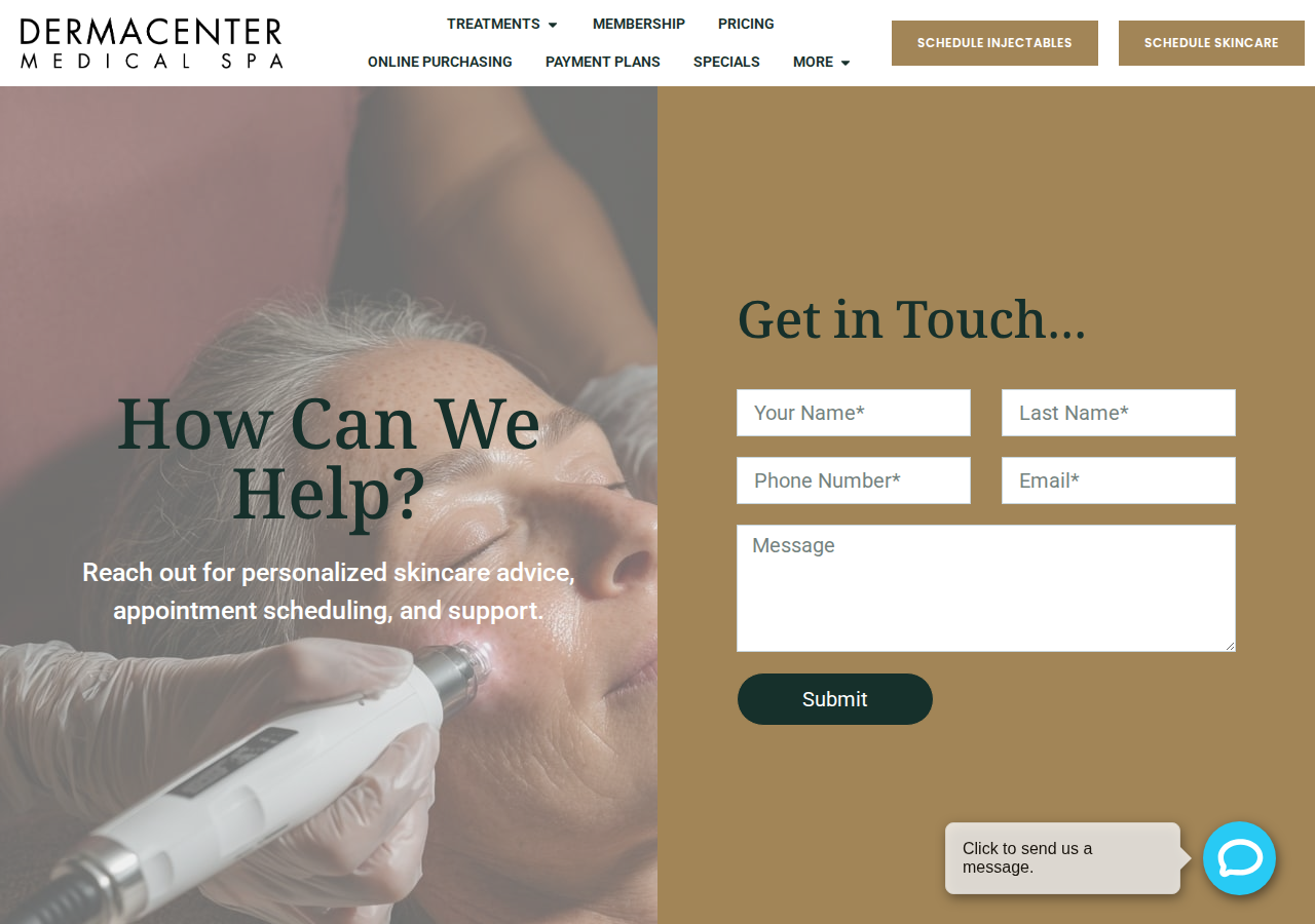 Screenshot of Contact Us - Dermacenter