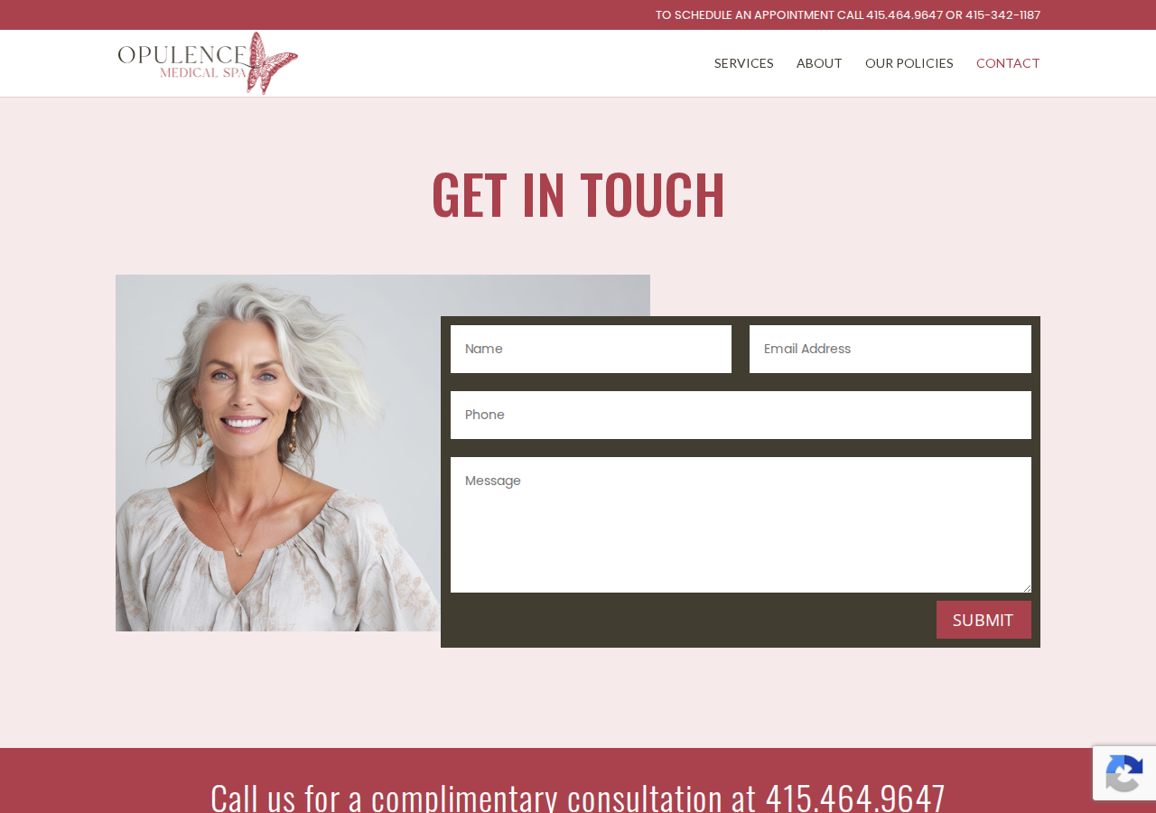 Screenshot of Contact | Opulence Medical Spa