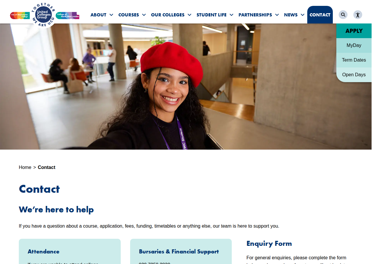 Screenshot of Contact - United Colleges Group