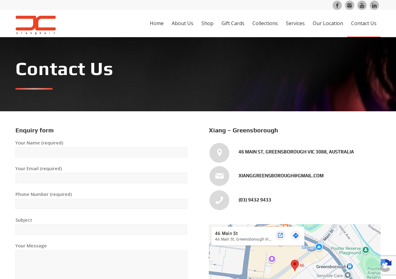 Screenshot of Contact Us - Xiang Hair SalonsFacebookLinkedInTwitterYouTube