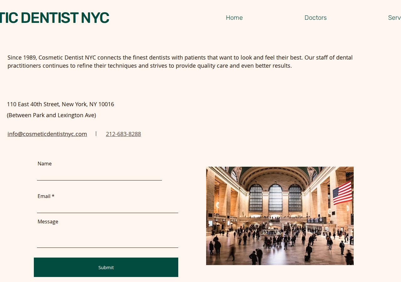 Screenshot of Contact | Cosmetic Dentist NYC