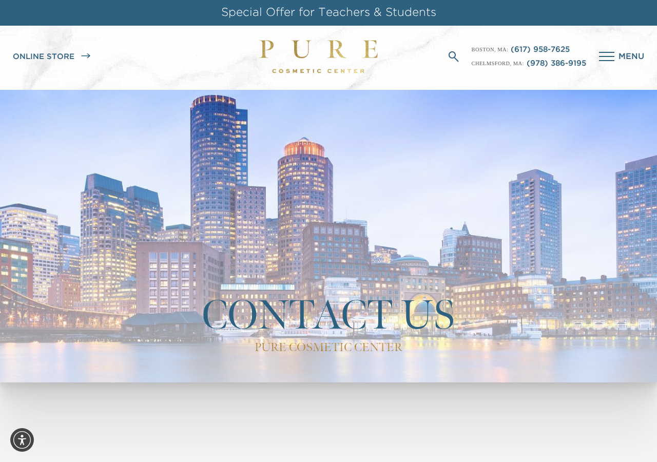 Screenshot of Contact Our Chelmsford Plastic Surgery Center | PURE Cosmetic Center