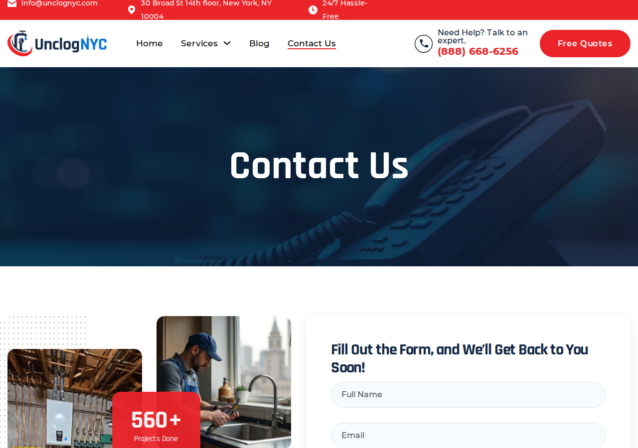 Screenshot of Contact - Unclog NYC