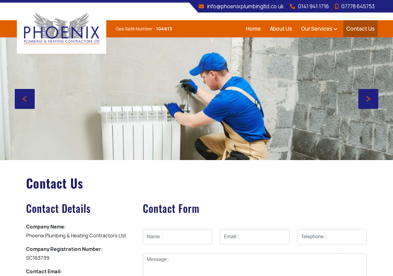 Screenshot of Contact Us | Phoenix Plumbing & Heating Contractors Ltd | Plumbing Services | Glasgow & Central Scotland
