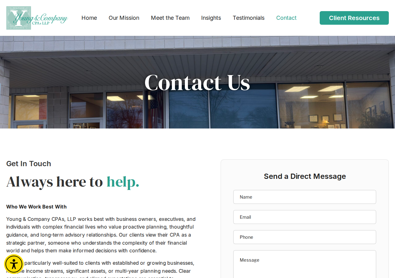 Screenshot of Contact Us – Young & Company CPA's LLP
