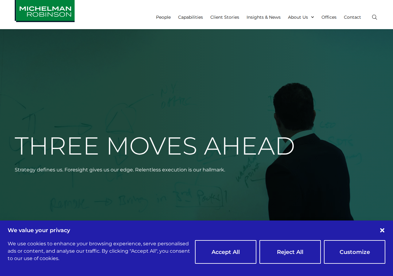 Screenshot of Michelman & Robinson - Corporate Law Firm | Litigation & IP | LA, NY, SF