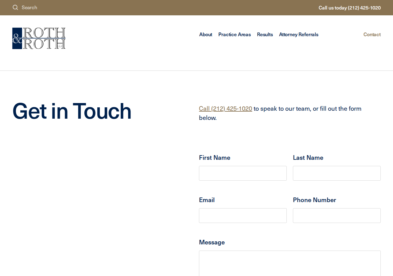 Screenshot of Contact | Roth & Roth, LLP