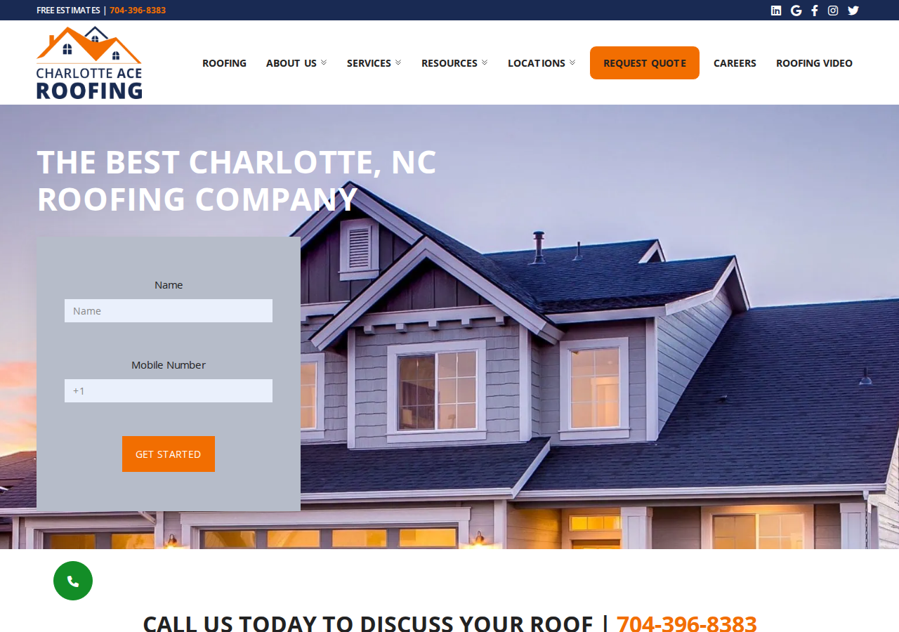 Screenshot of HOME | Charlotte Ace Roofing: Roofing Company Charlotte, NCRoofing Company in Charlotte, NC | Charlotte Ace Roofing