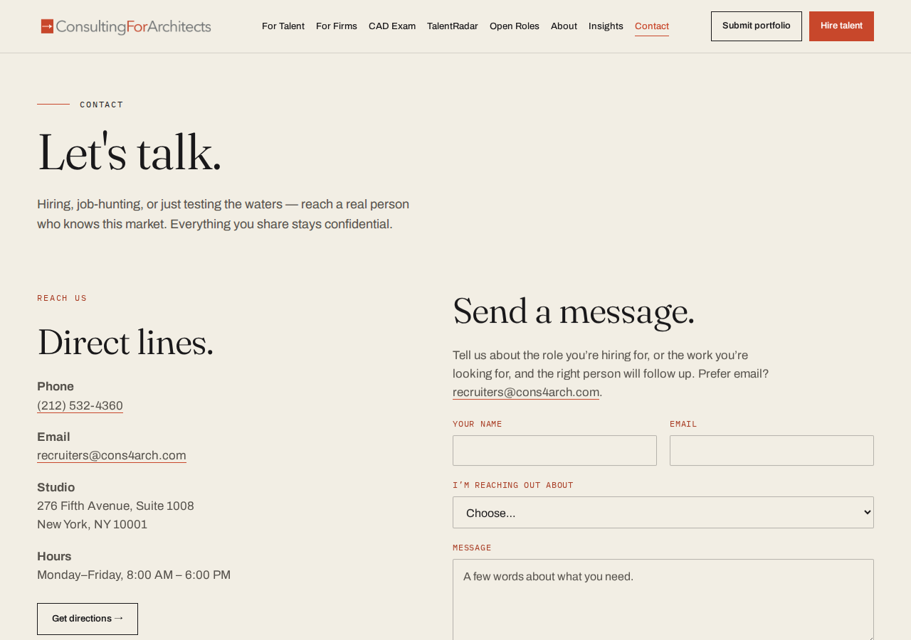 Screenshot of Contact — Consulting for Architects, Inc.