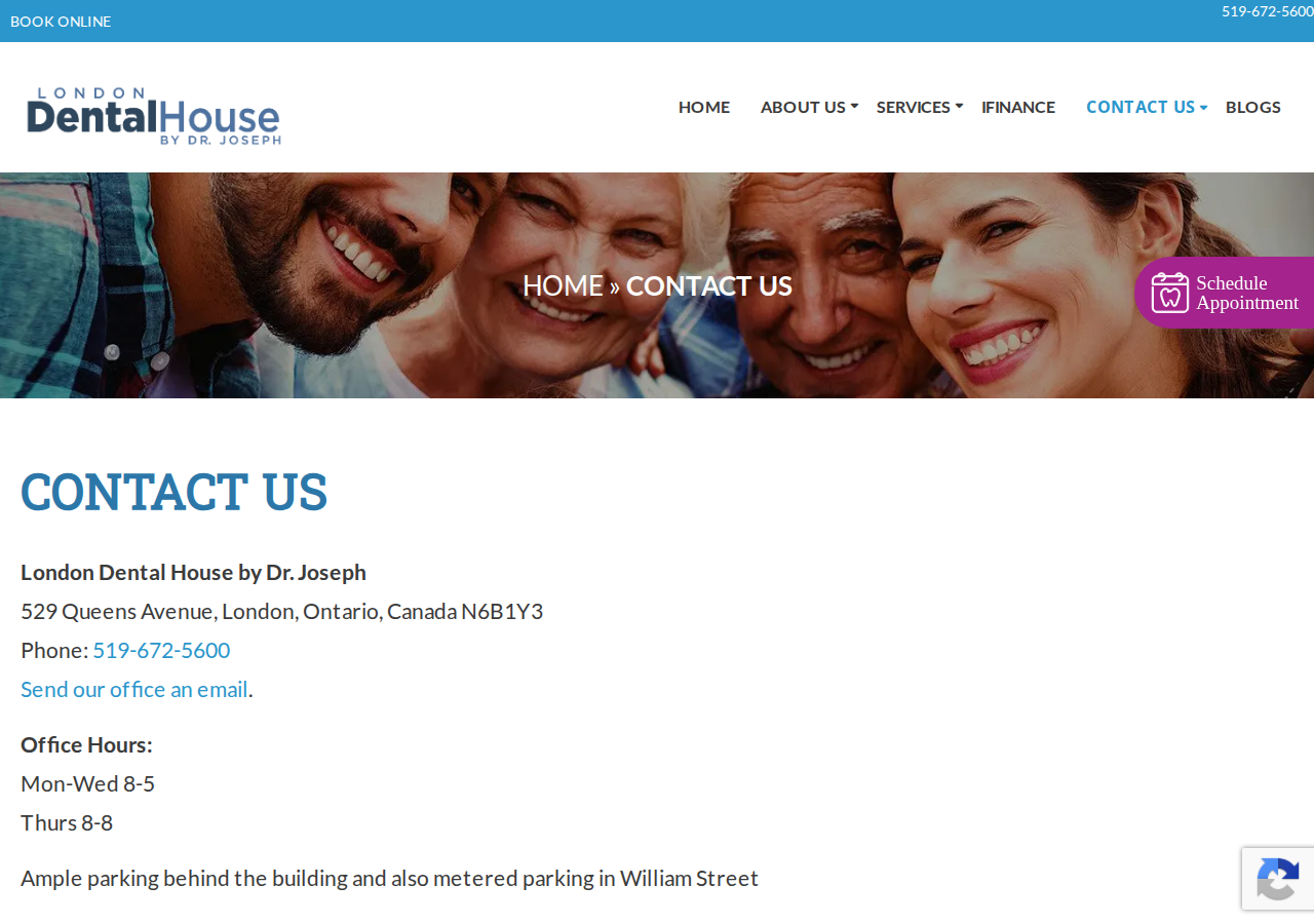 Screenshot of Contact Us - London Dental House by Dr. Joseph