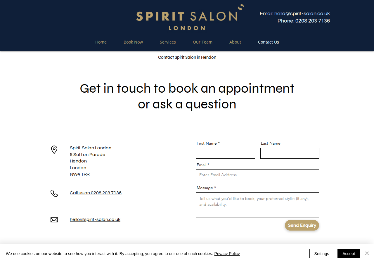 Screenshot of Contact Us | Spirit Salon London