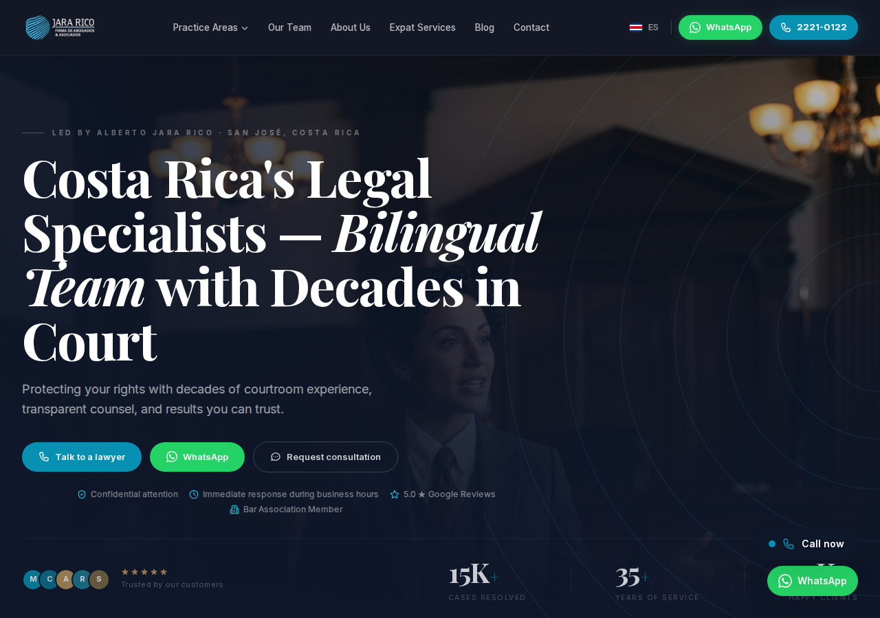 Screenshot of Abogados en Costa Rica | Firma Jara Rico — San José
