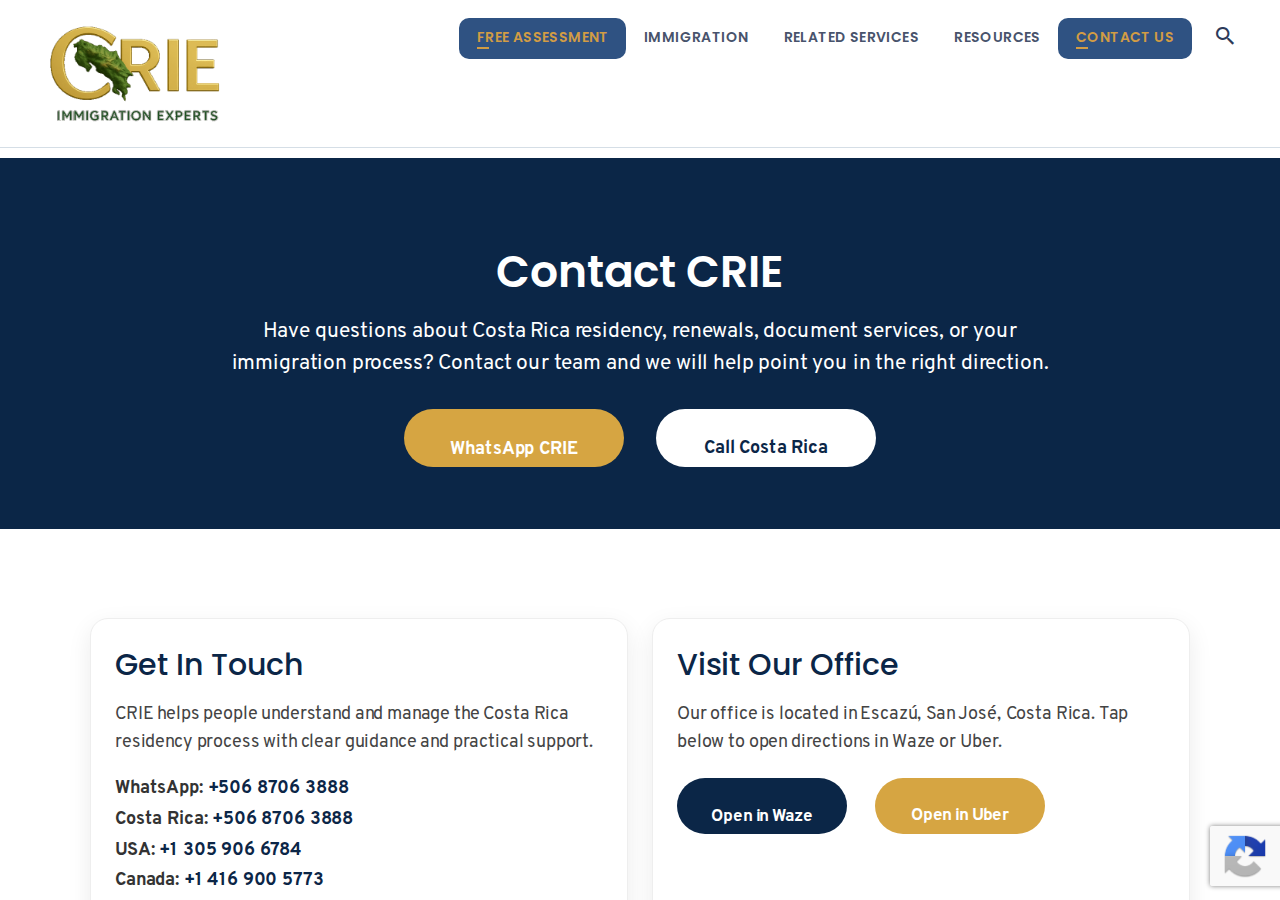 Screenshot of Contact Us Immigration Experts - CRIE 2023