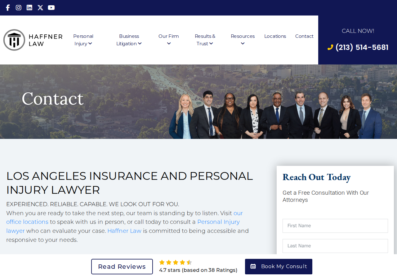 Screenshot of Contact | Haffner Law