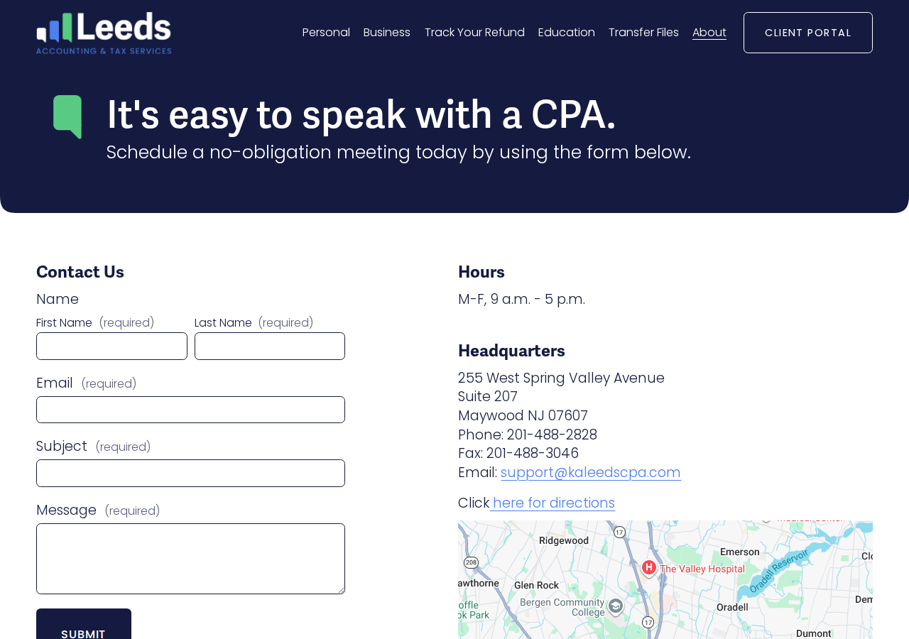 Screenshot of Contact Us— Leeds Accounting & Tax Services