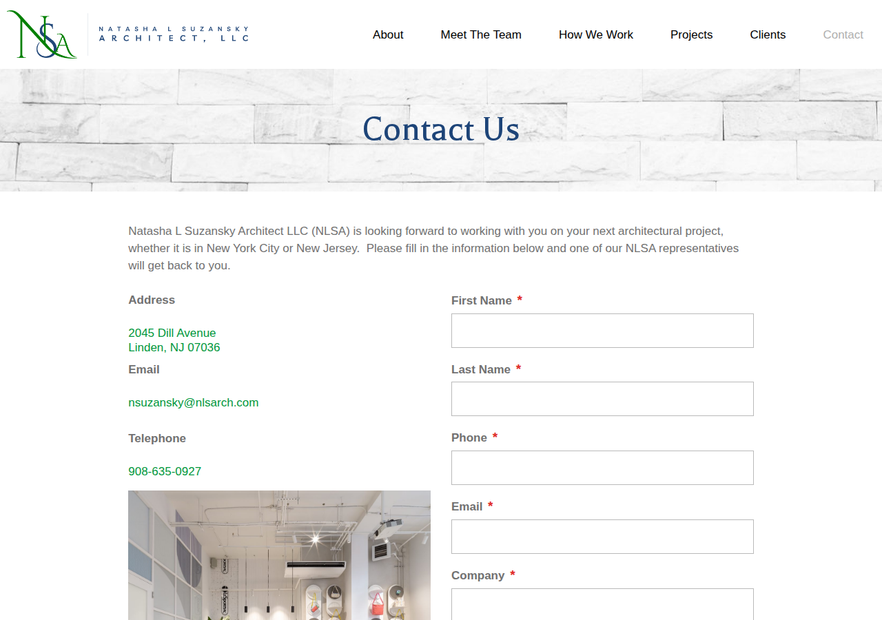 Screenshot of Contact Us - Natasha L Suzansky Architect