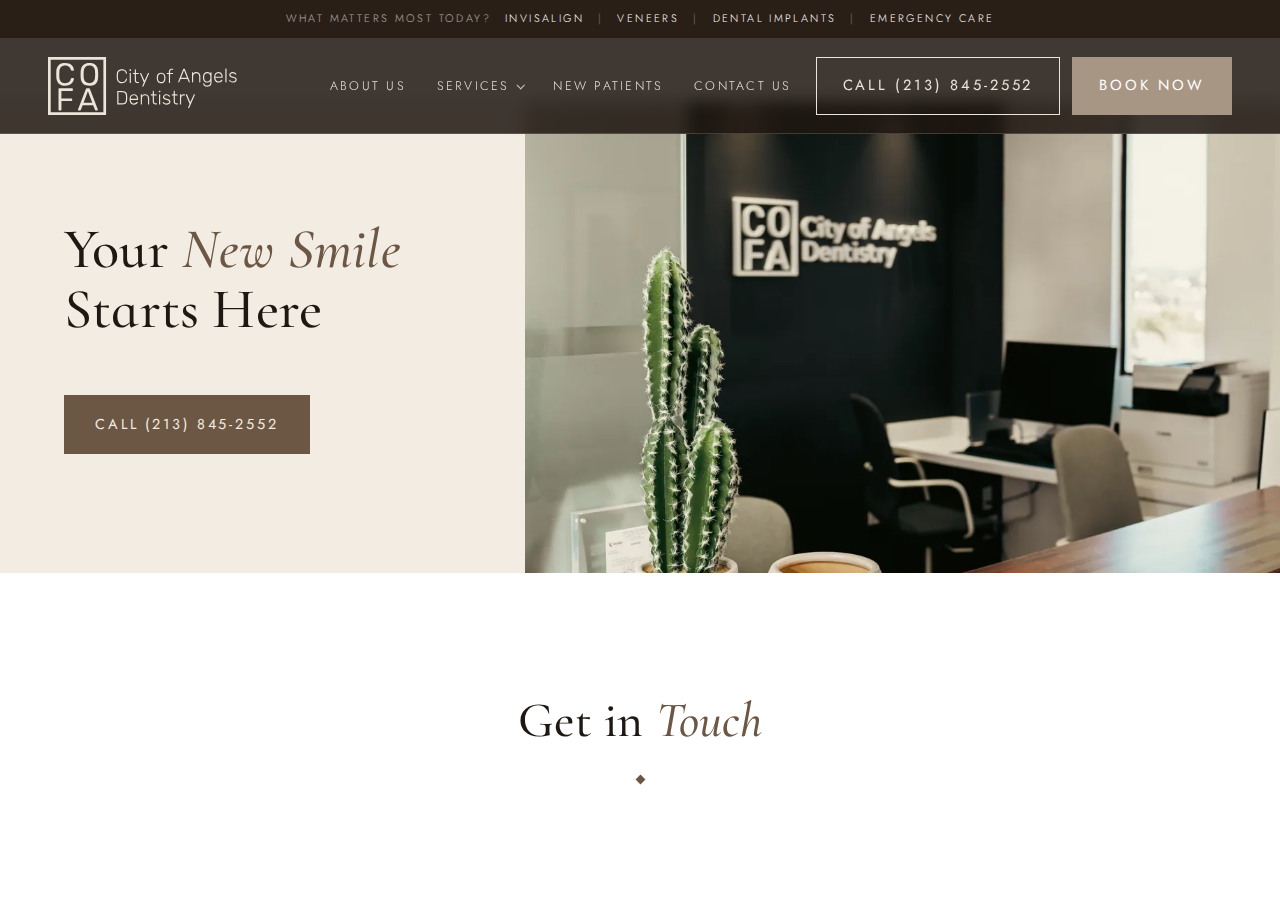 Screenshot of Contact Us | City of Angels Dentistry