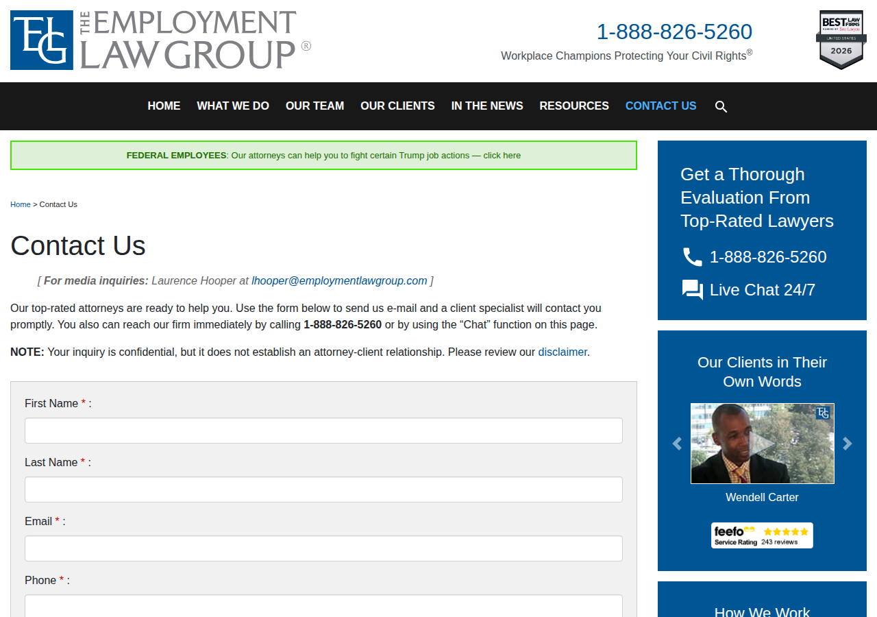 Screenshot of Contact The Employment Law Group Attorneys Today
