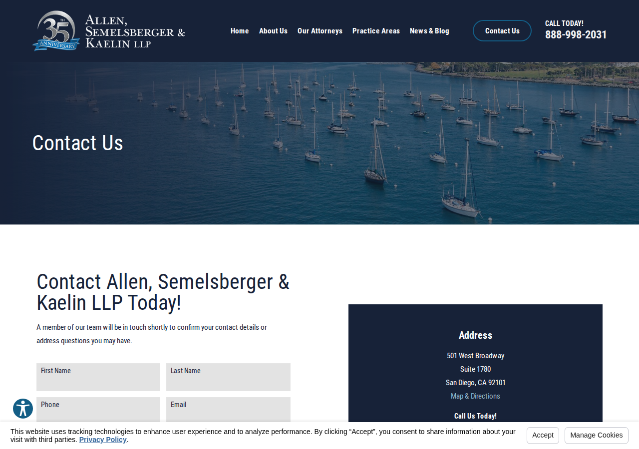 Screenshot of Contact Us in San Diego | Allen, Semelsberger & Kaelin LLP
