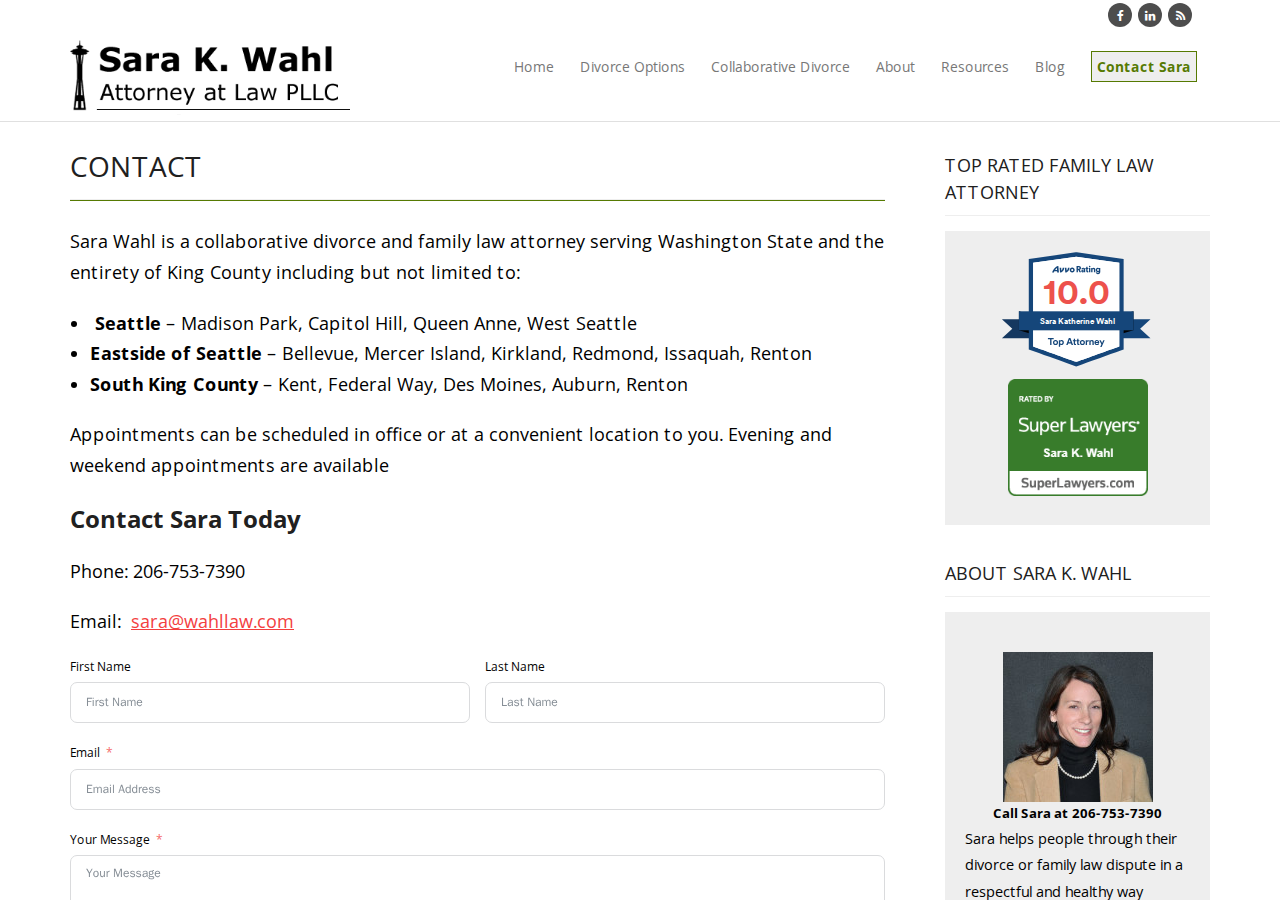 Screenshot of Contact | Sara K. Wahl - Seattle Collaborative Divorce