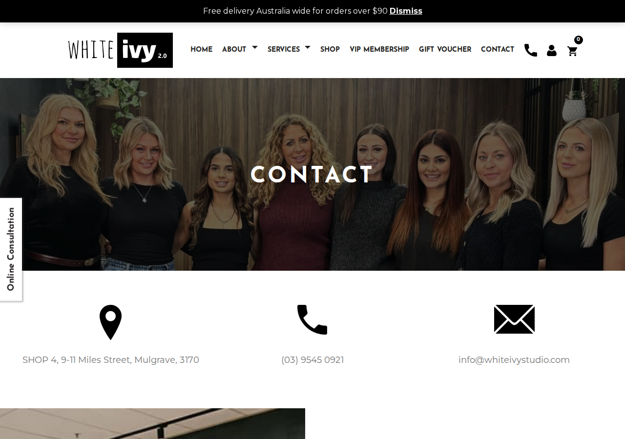 Screenshot of Contact | White Ivy Studio
