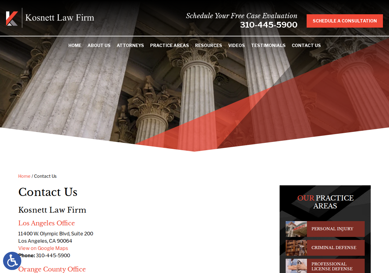 Screenshot of Contact Us | Kosnett Law Firm