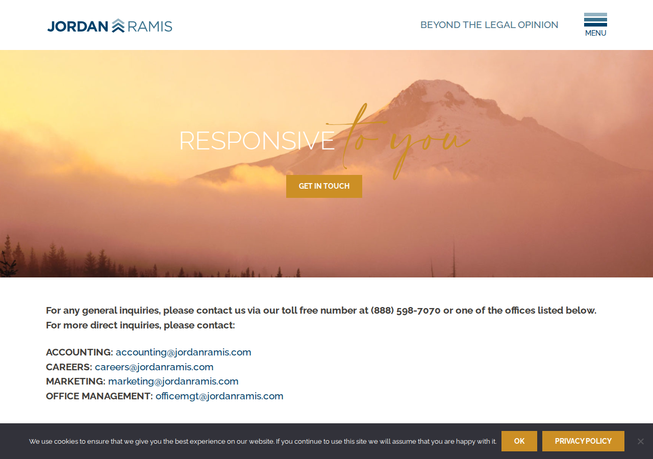 Screenshot of Contact Us - Jordan Ramis