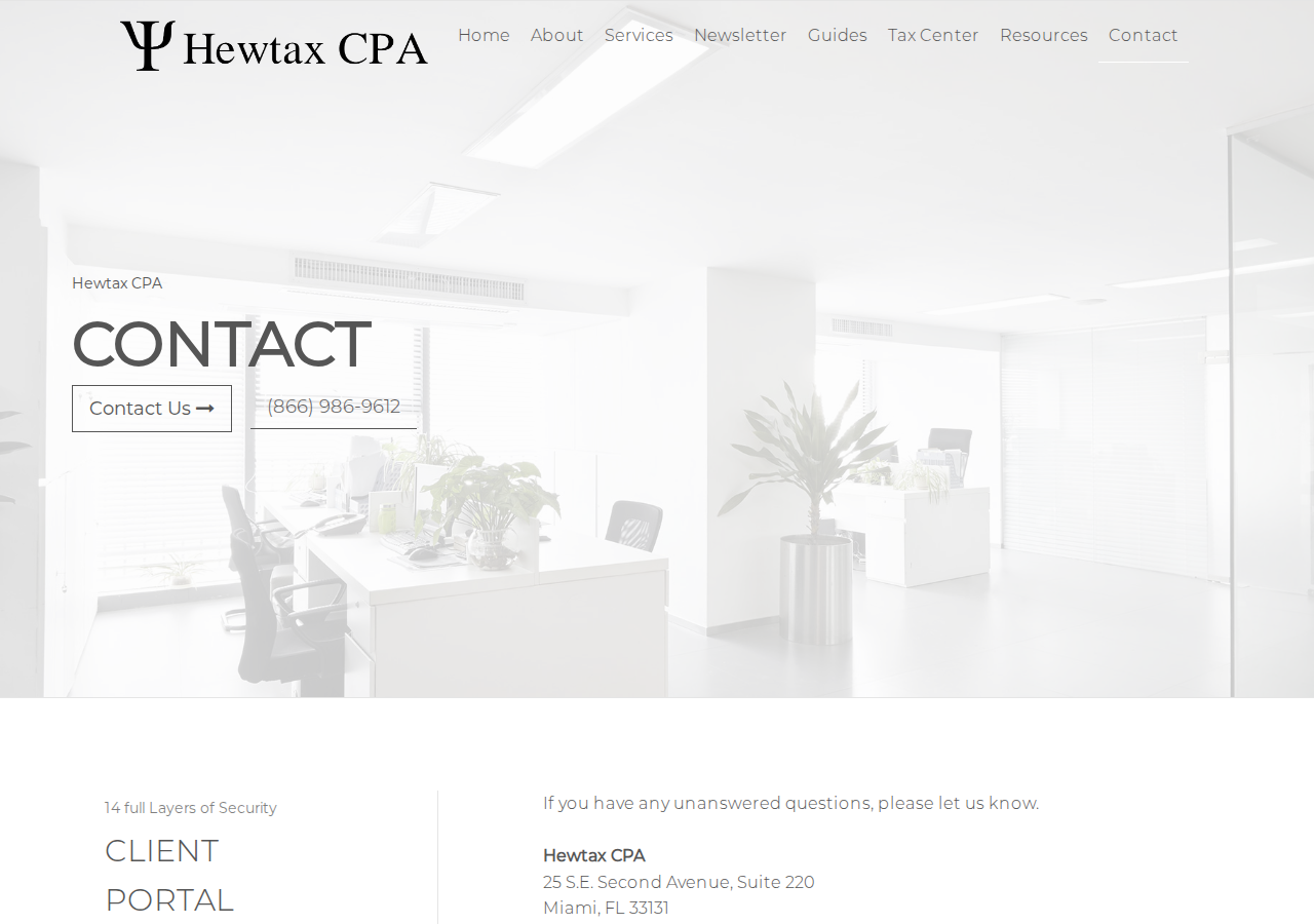 Screenshot of Miami, FL CPA Firm | Contact Page | Hewtax CPA